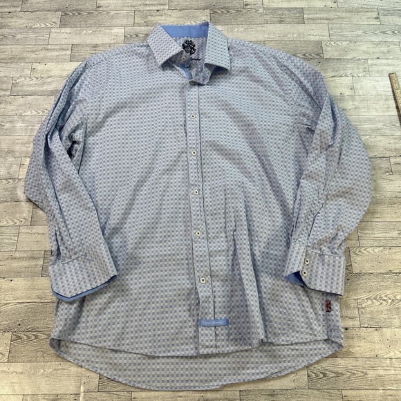 English Laundry Men's Casual Button Up Shirt Blue Checkered Long Sleeve Size 34 - Picture 1 of 16